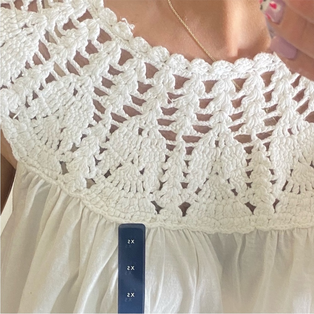 Lucky Brand white crochet cotton shirt blouse - Picture 6 of 11